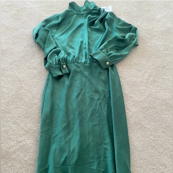 Zara Green Satin Dress NWT - Picture 4 of 5